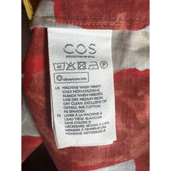 COS Printed Roll Sleeved Short Shift Dress Womens 2 Floral Abstract Art to Wear - Picture 10 of 11